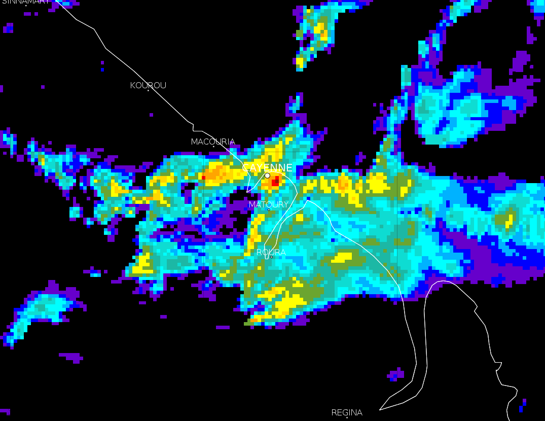Image radar au moment des plus fortes pluies sur Ccayenne