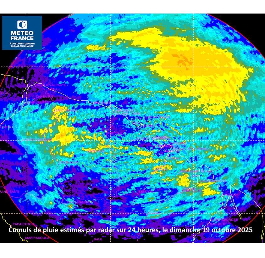 Lame d'eau radar du dimanche 19 octobre 2025