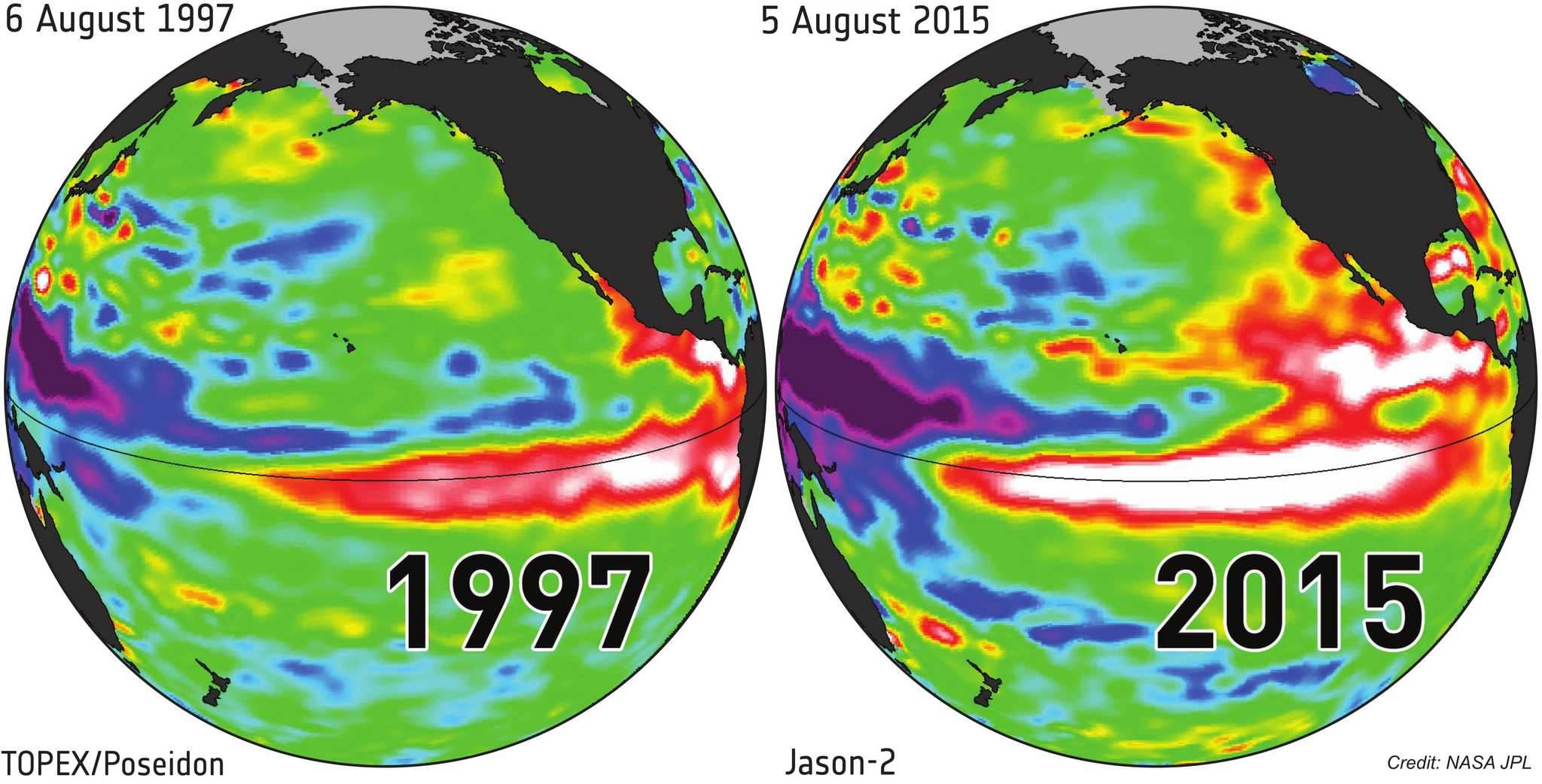 El Niño 1997 et el Niño 2015 sont parmis les plus puissants observés