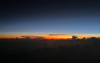 Coucher de soleil depuis l'avion Paris-Cayenne