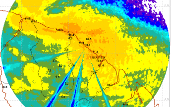 Cumuls pluvieux pour la journée du 13 février (journée la plus pluvieuse du mois sur une large bordure littorale) à partir de l'imagerie radar