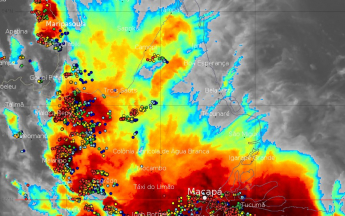 image satellie montrant les supercellules orageuses sur le nord Brésil le  20 novembre 2021 