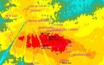 Lame d'eau en 24 heures issue du radar du CSG ( cumuls en  24 heures du 26 à 06 heures au  27 à 06 heures.