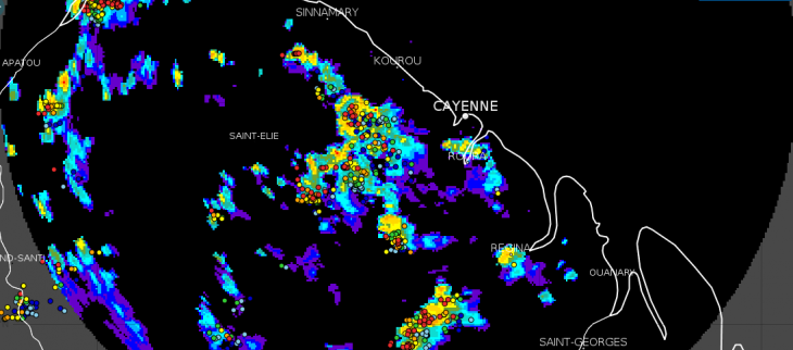 Image radar et impacts orageux jeudi 13 octobre  à 16 heures