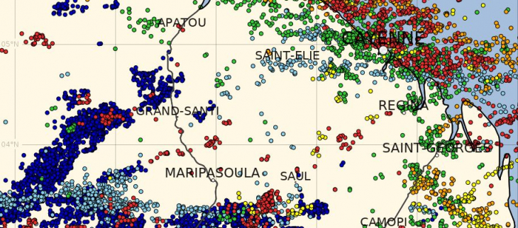 Les très nombreux impacts orageux relevés de mercredi 17 à jeudi 18 avril