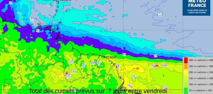 Cumuls pluvieux prévus sur la période de vendredi 3 mai à jeudi 9 mai (modèle du Centre Européen de Prévisions)