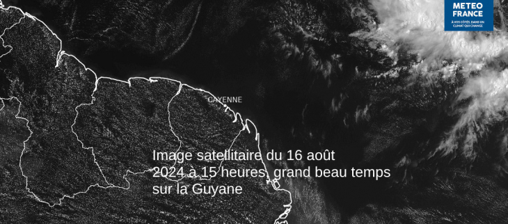 Image satellitaire du 16 août 2024, illustration du temps sec et ensoleillé observé le plus souvent au cours du mois