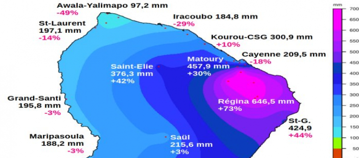 Cumul mensuel de précipitations de décembre 2025