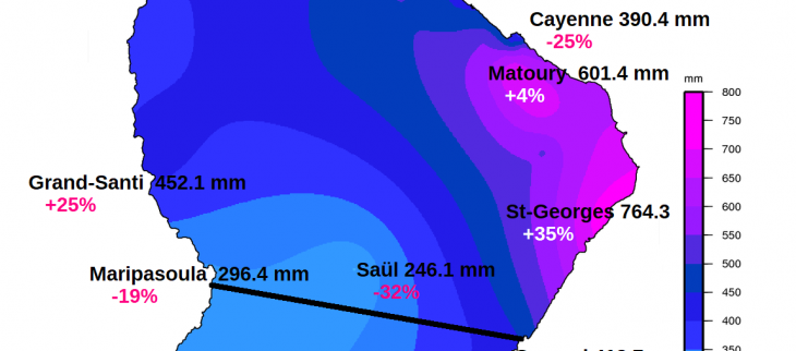 BULLETIN CLIMATIQUE MENSUEL DE GUYANE MAI 2022 Carte pluies mai 2022