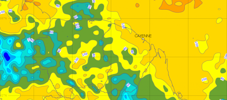 Cumuls de pluies prévus sur l'ensemble de la semaine du 06 au 12 décembre inclus.