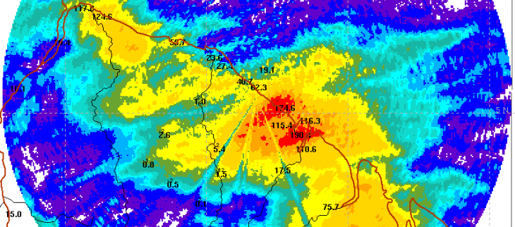 Les impressionants cumuls de pluies du 19 avril au 20 avril ( à partir des images radar)