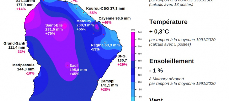 Carte de la pluviométrie du mois d'août avec écarts à la normale
