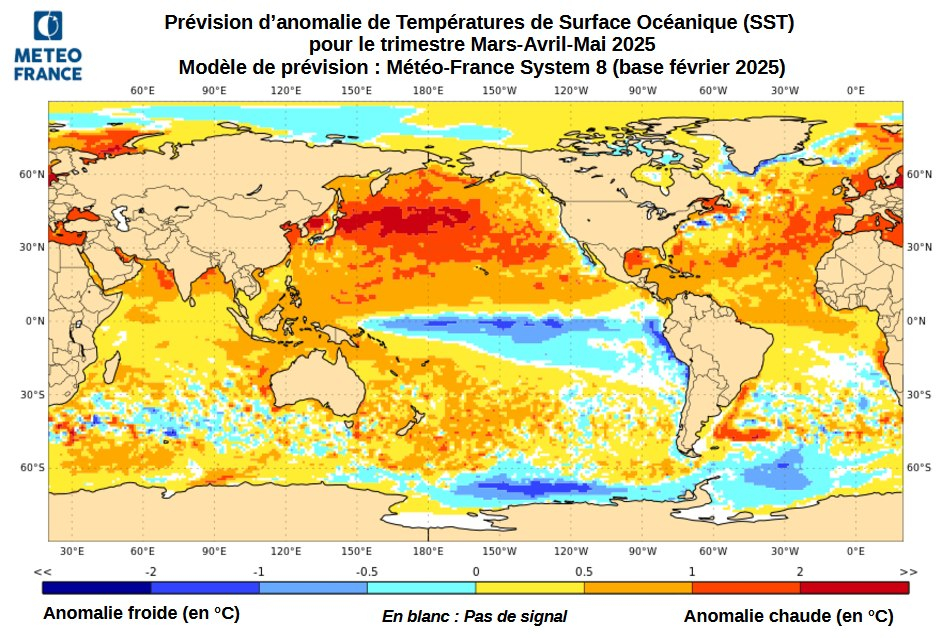 Températures de surface océanique - Trimestre MAM 2025