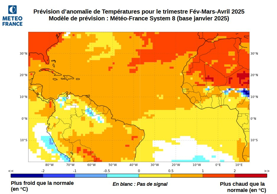 Prévision de température - Trimestre FMA 2025